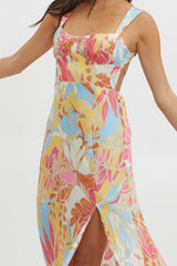 Casuarina Gathered Bust Midi Dress Blue