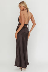 Tarly Lace Waist Halter Maxi Dress Black