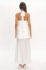 Opulent Halterneck Layered Maxi Dress White