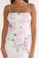 Kaela Crochet Overlay Maxi Dress Floral Pink