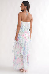 Darylyn Tiered Ruffle Maxi Dress Hydrangea Blue