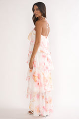 Darylyn Tiered Ruffle Maxi Dress Floral Pink