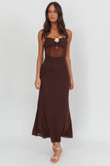 Such A Libra Sheer Bodice Maxi Dress Chocolate