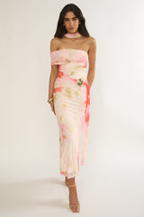 Carrisa One-Sleeve Maxi Dress Floral Pink
