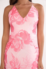 Meloria Low Back Maxi Dress Floral Pink
