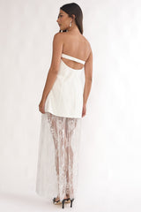 Talina Strapless Two-Piece Lace Skort Set White