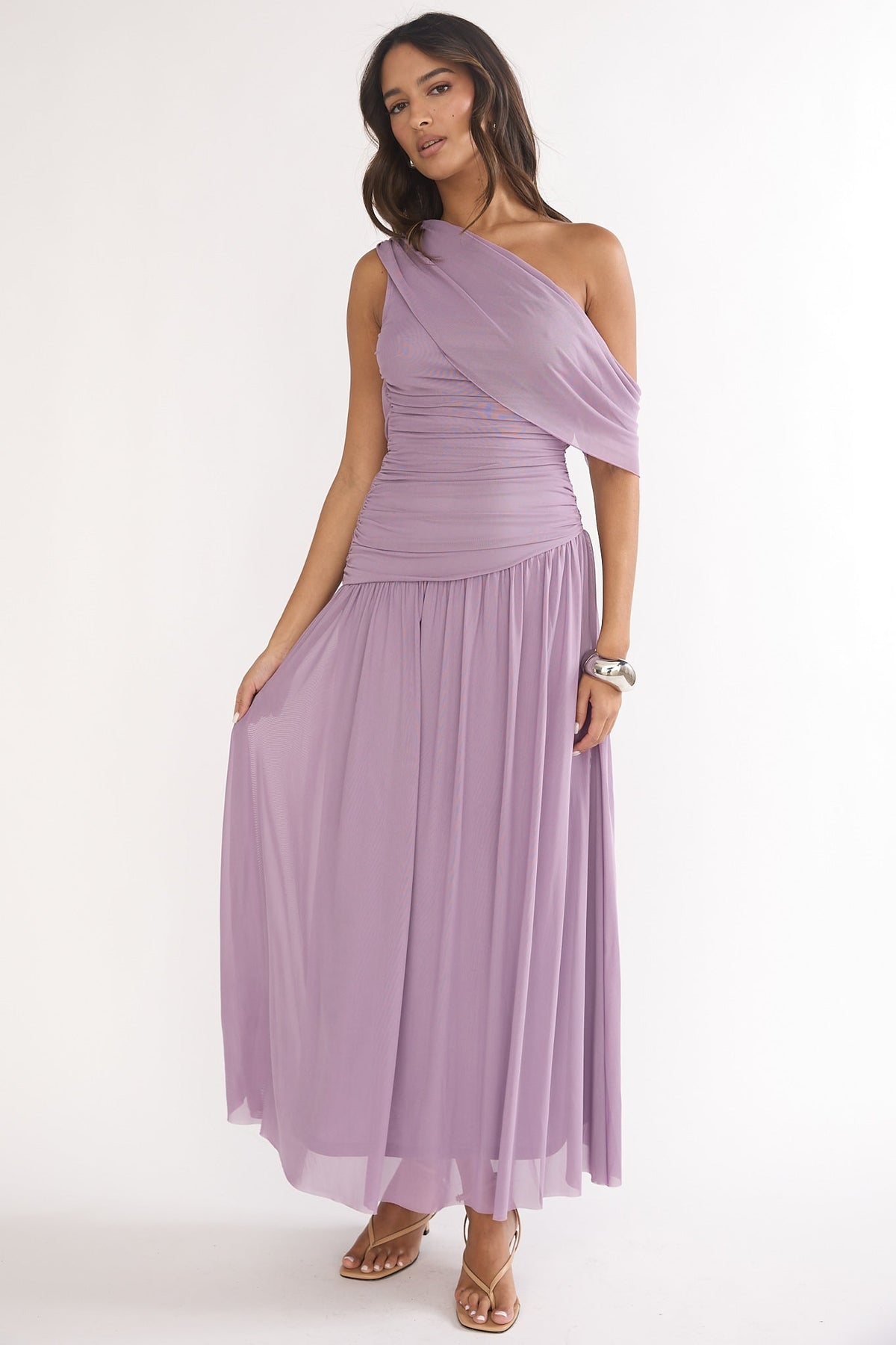 Amretha Asymmetric Neckline Maxi Dress Amethyst