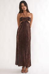 Isle Cut-Out Halterneck Maxi Dress Gold