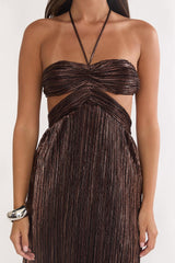 Isle Cut-Out Halterneck Maxi Dress Gold