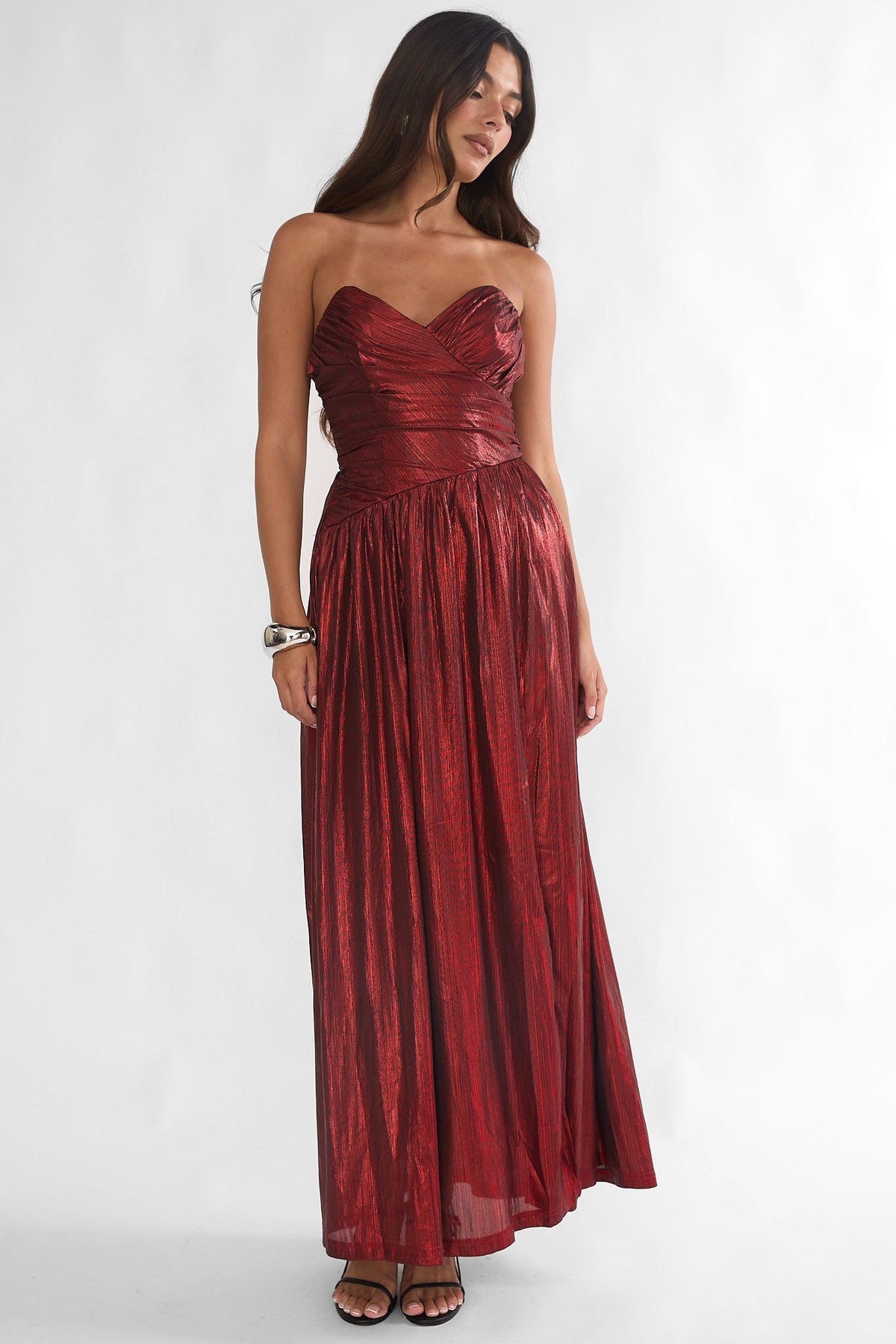Marin Pointed Sweetheart Maxi Dress Wine