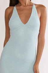 Introductions Knit Sequin Maxi Dress Blue