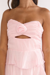 Janelia Layered Frill Maxi Dress Pink