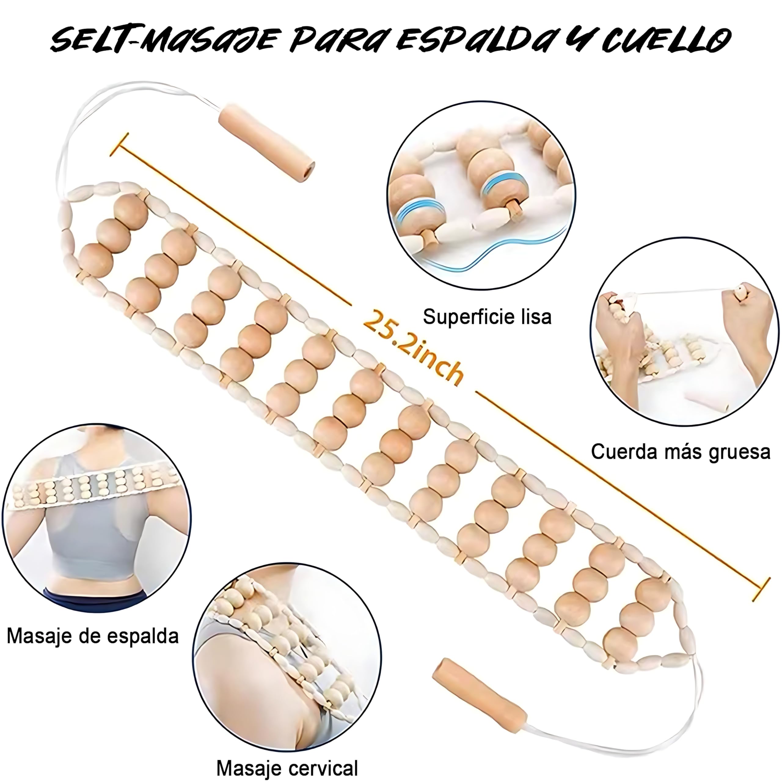 Set de Masaje Corporal Rodillo para Espalda y Piernas 7 en 1 para Mujer