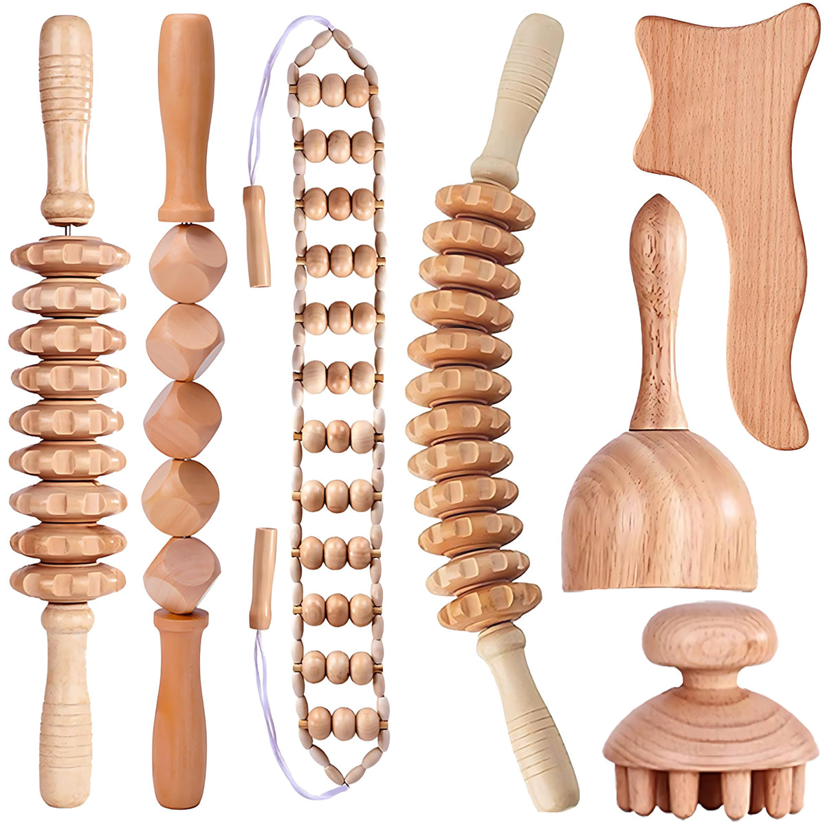 Set de Masaje Corporal Rodillo para Espalda y Piernas 7 en 1 para Mujer