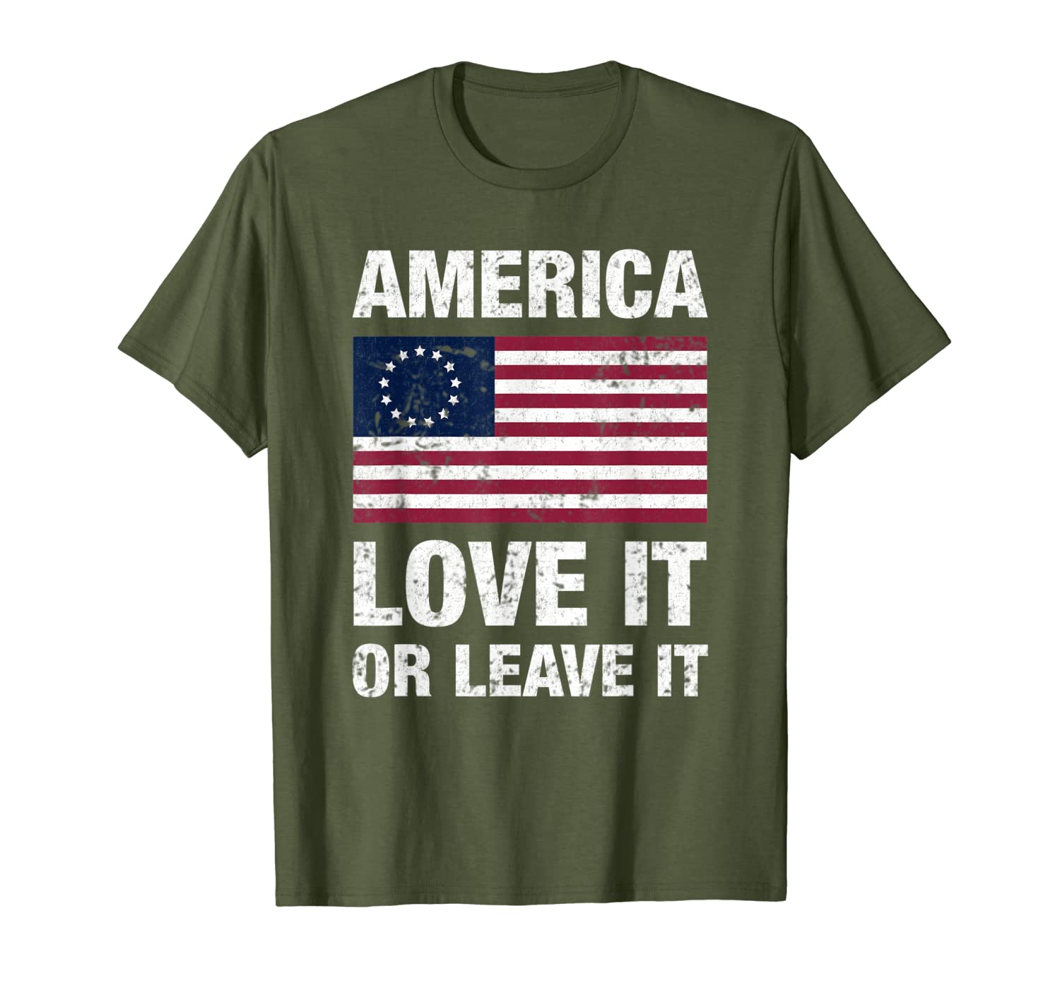 Betsy Ross Flag with 13 Stars, America Love It or Leave it T-Shirt 150154