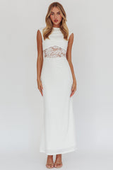Solara Lace Waist Maxi Dress White