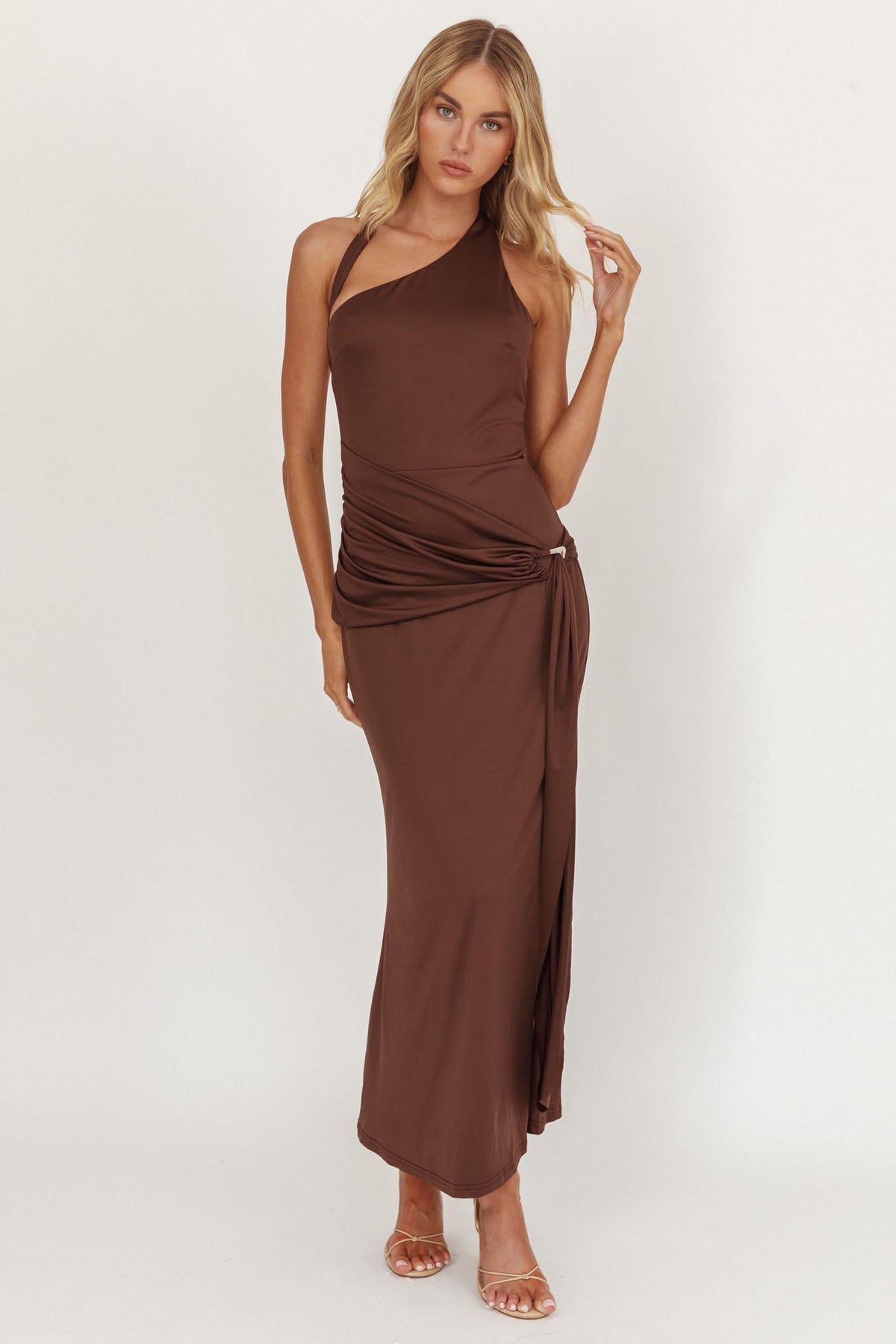 Kimbra Waist Sash Midi Dress Chocolate