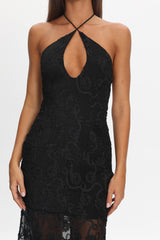 One Night Low Back Maxi Dress Embellished Black