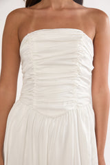 Adalynne Strapless Bow Back Maxi Dress White