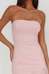 Kioto Strapless Organza Trim Maxi Dress Blush