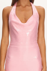 Koral Halter Sequin Maxi Dress Gradient Pink
