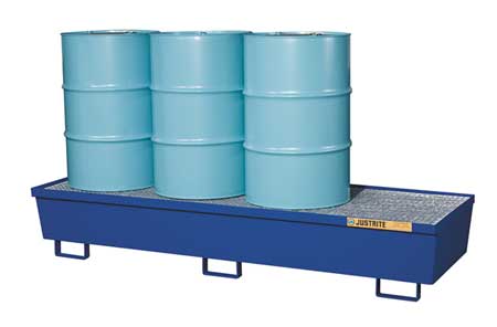 Justrite Spill Pallet, 4 Drum In Line, Blue - 28612