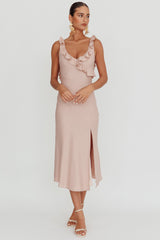 Alba Frill Trim Midi Dress Baby Blush