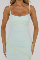 Blair Piping Trim Midi Dress Light Blue