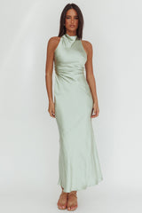Moonlight Mirage Criss-Cross Back Maxi Dress Pistachio