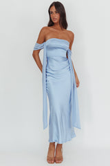 Odayah Draped Sleeve Maxi Dress Blue