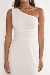 Verra One-Shoulder Sash Maxi Dress White