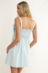 Dylana Pintuck Pleat Bodice Mini Dress Blue