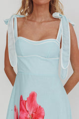 Averin Tied Shoulder Maxi Dress Flower Mint