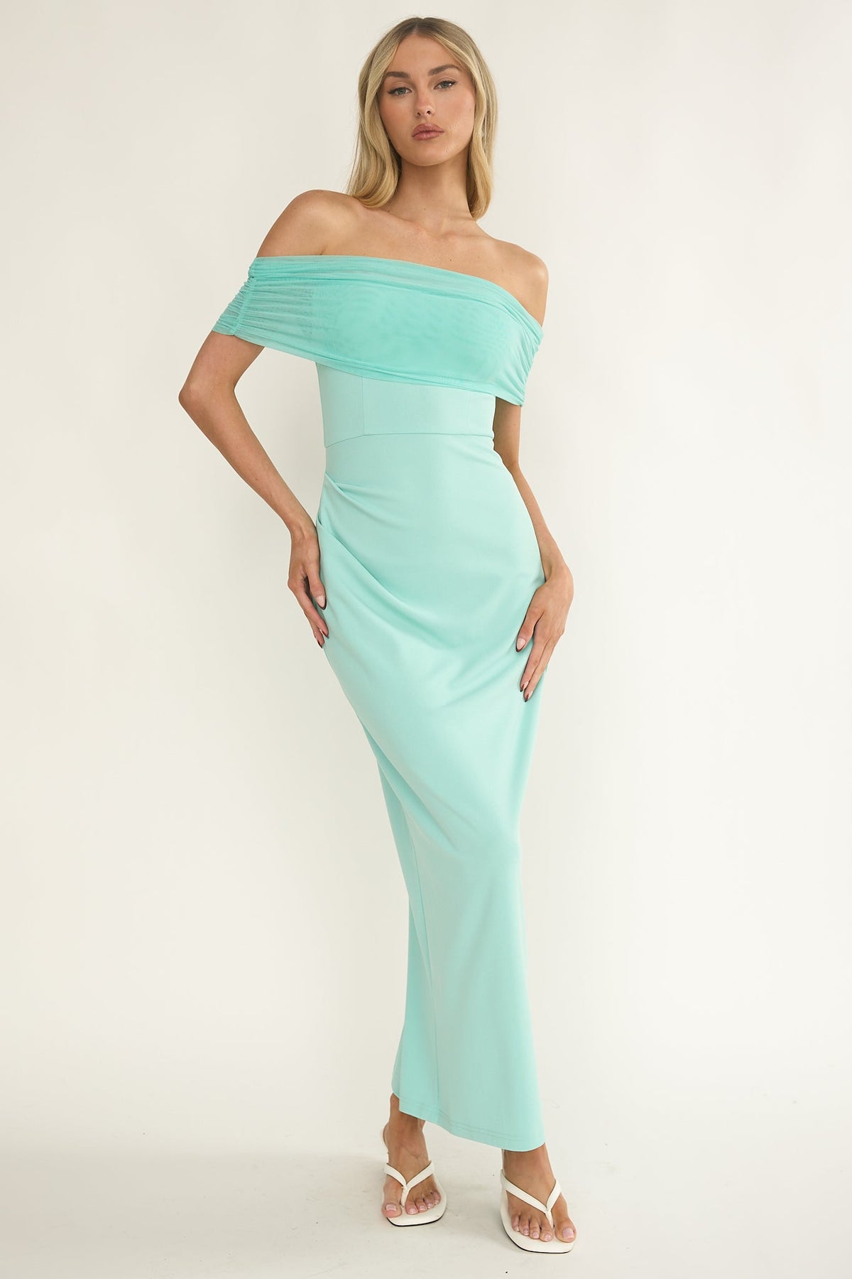 Love Languages Off-Shoulder Maxi Dress Mint
