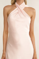 Alvara Crossover Halterneck Maxi Dress Pink