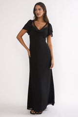 Elorin Lace Trim Maxi Dress Black