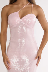 Roselyn One-Shoulder Sequin Maxi Dress Pink