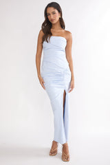 Paradisa Strapless Ruched Maxi Dress Blue
