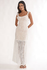 Noraya Lace Overlay Maxi Dress White