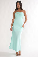 At Dusk Beaded Bust Strapless Maxi Dress Blue