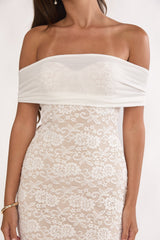 Jewelene Off-Shoulder Maxi Dress Lace White