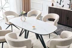 Eettafel TRESSIN Keramiek Wit look 180 cm