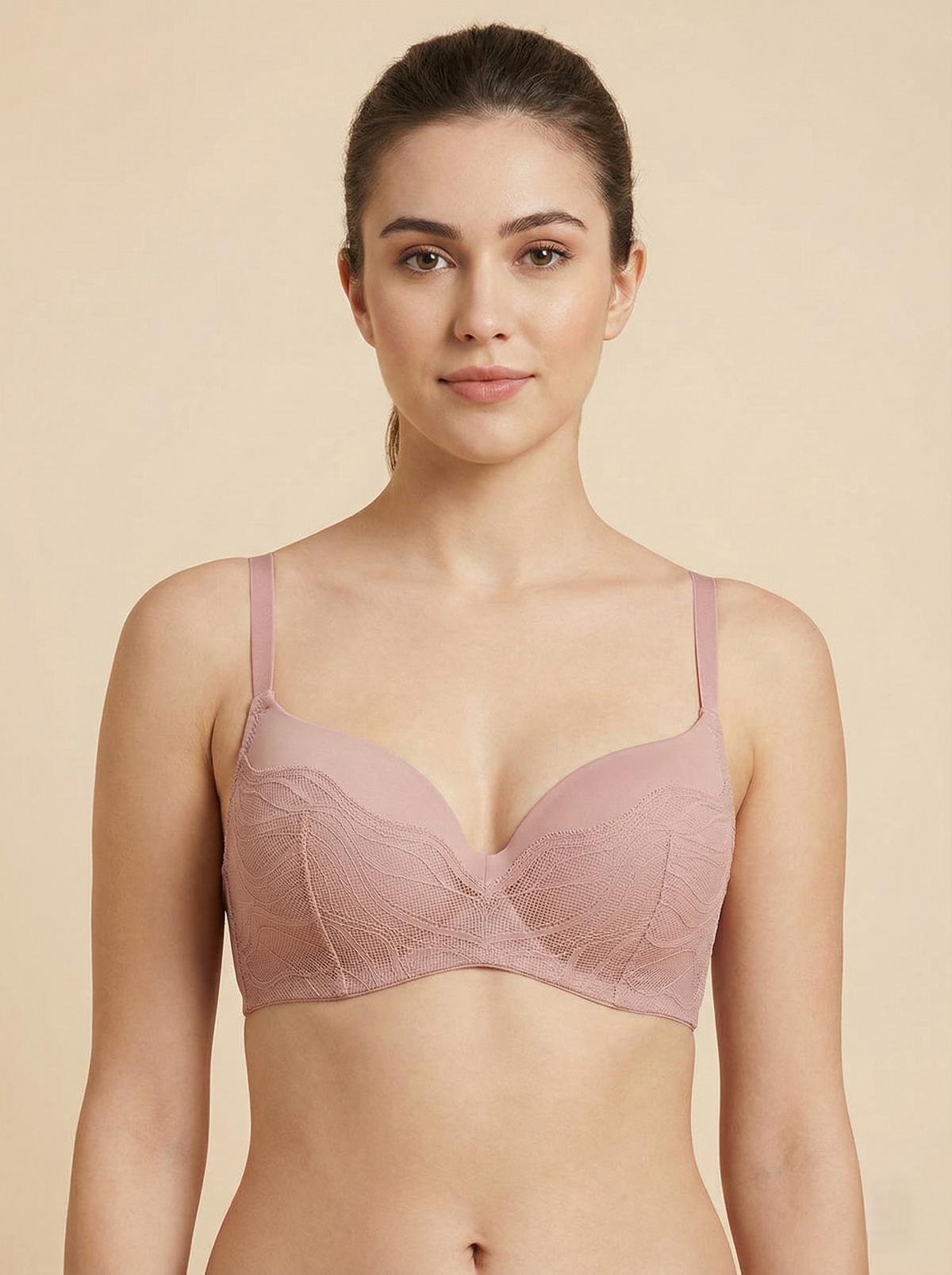 Triumph E004509 Padded Wired Bra | Lace Detail Underwired T-Shirt Bra | Smooth Lift & Shaping Sophia