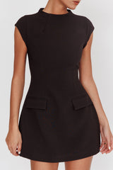 Aristos Cap Sleeve Mini Dress Black