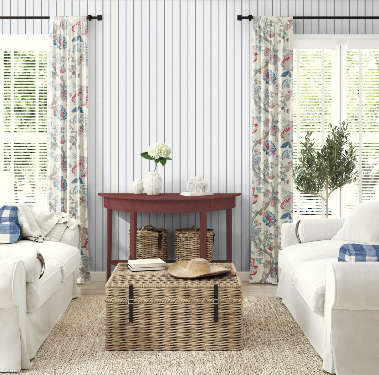 Jacobean floral fabric curtains from Say Decor