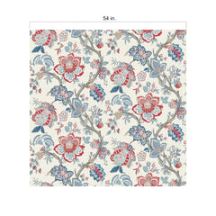 FC62601F jacobean floral fabric scale from the French Country collection by Seabrook Designs
