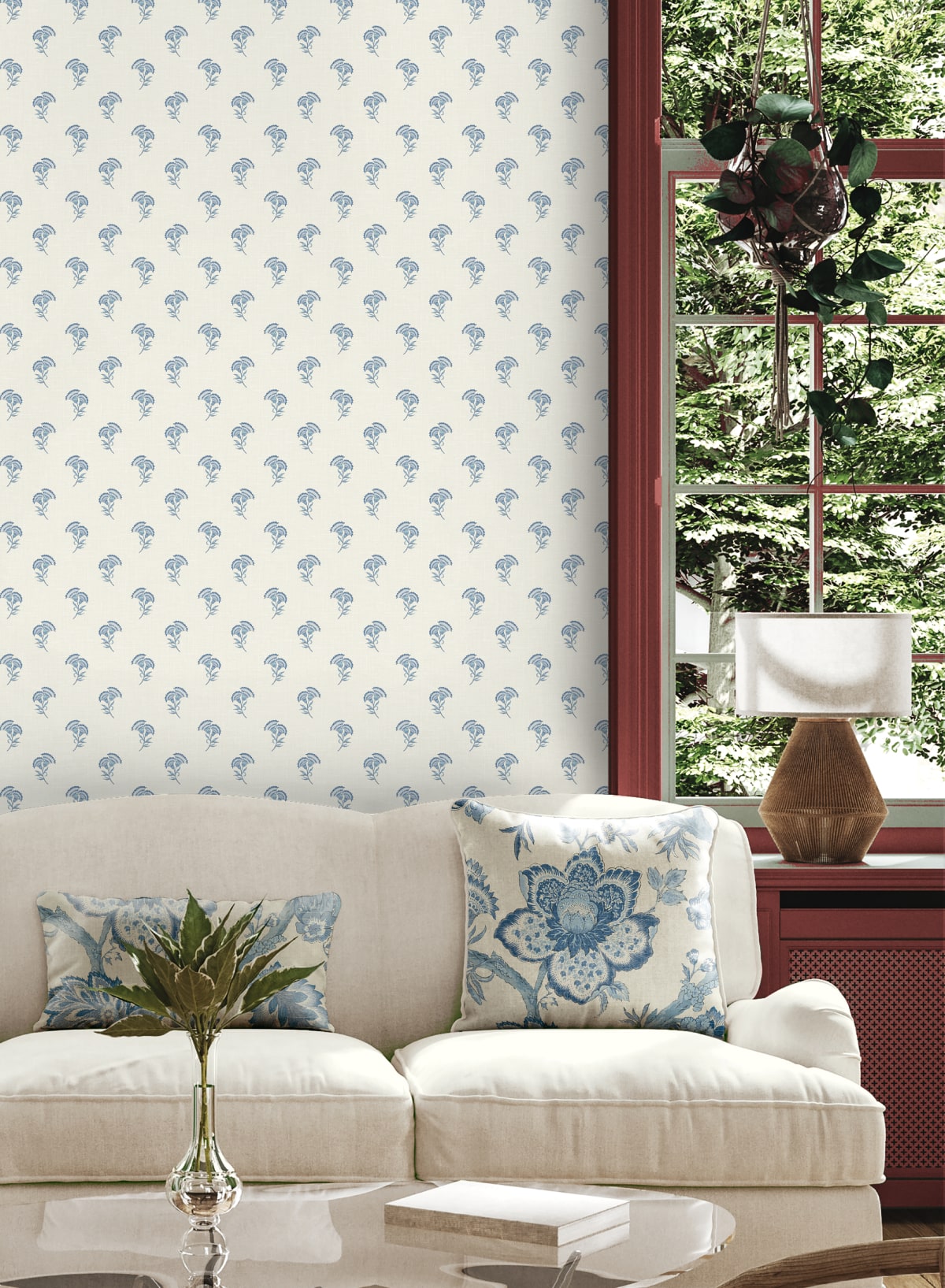 Jacobean floral fabric accent pillows from Say Decor