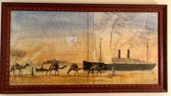 Tableau peinture bateau marine impression offset encadré Port Said Egypte par Letestu