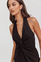 Zoriah Twist Bust Halterneck Mini Dress Black