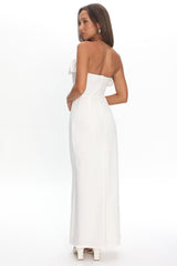 Amellia Off-Shoulder Rosette Maxi Dress White